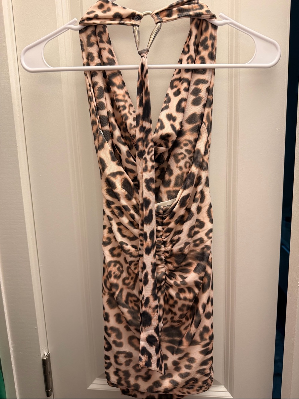 Peppermayo Beige Leopard Halter Mini Dress - Picture 2 of 4